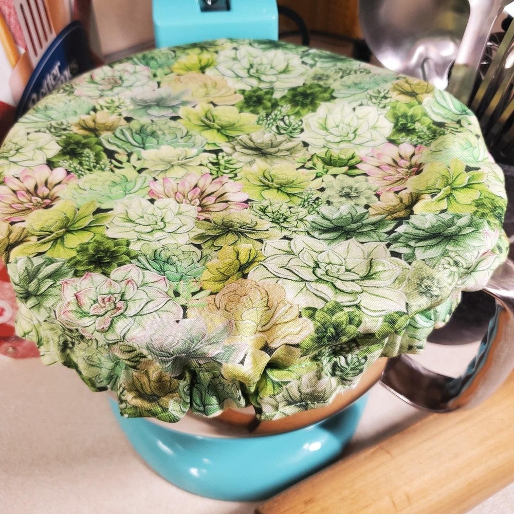 Succulent Plants / Green Large Gingham KitchenAid‎ Mixer Mixing Bowl Cover Decor